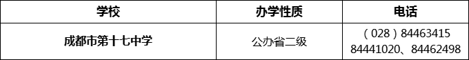 2024年成都市第十七中學(xué)招辦電話是多少？