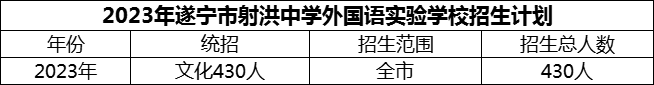 2024年遂寧市射洪中學外國語實驗學校招生計劃是多少？