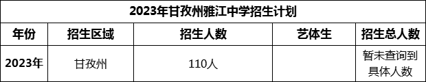 2024年甘孜州雅江中學(xué)招生計(jì)劃是多少？