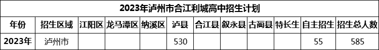 2024年瀘州市合江利城高中招生計劃是多少？