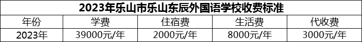 2024年樂山市樂山東辰外國語學(xué)校學(xué)費(fèi)多少錢？