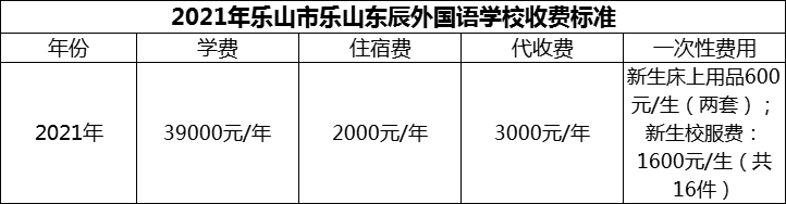 2024年樂山市樂山東辰外國語學(xué)校學(xué)費(fèi)多少錢？