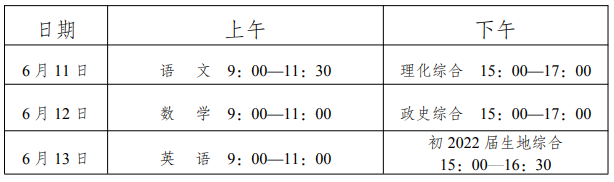 2022年內(nèi)江中考時間安排是怎么樣的？